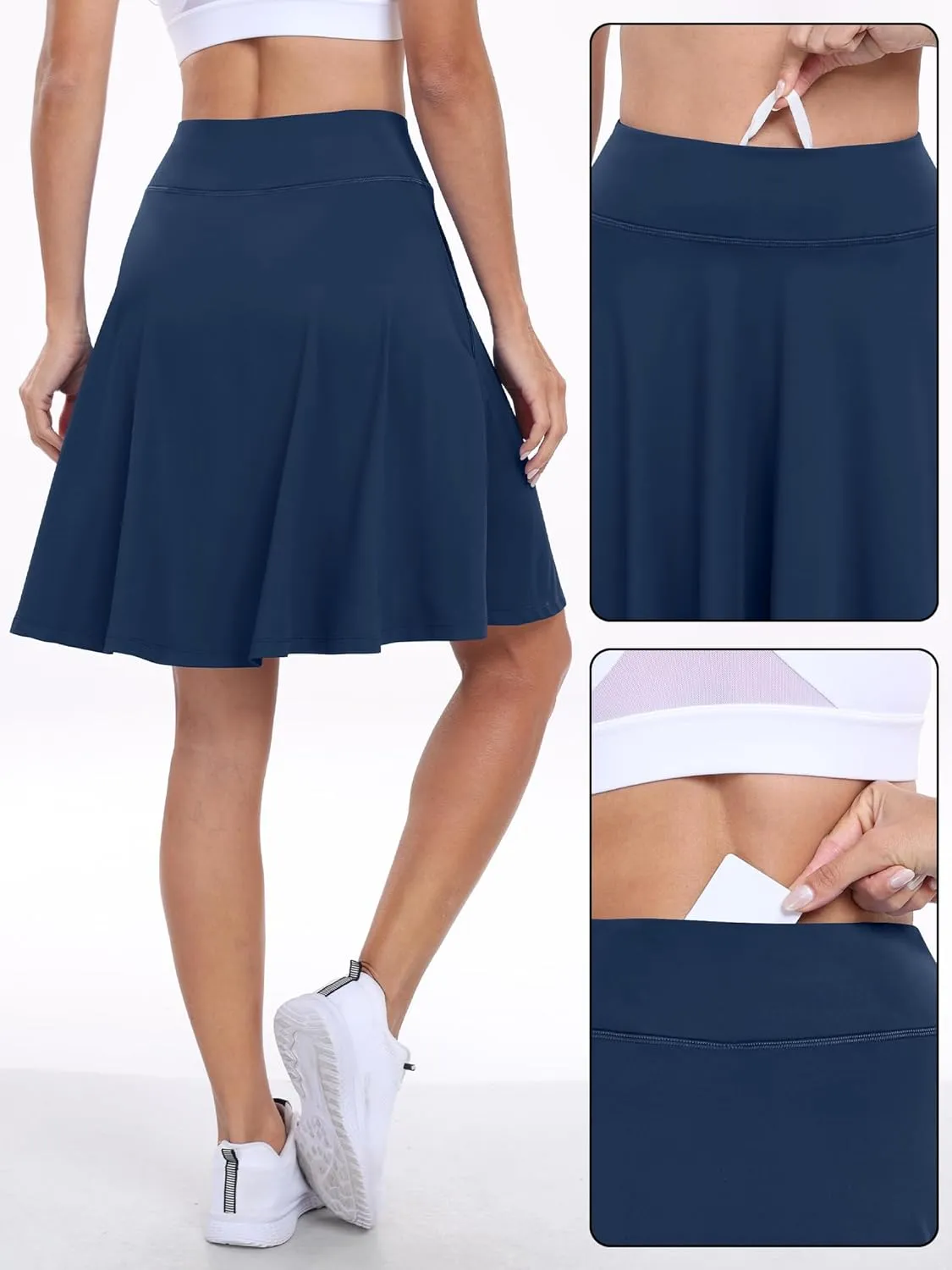 ANRABESS Women Knee Length Tennis Golf Skorts Skirts Summer High Waisted Athletic Skirt Casual Travel Built-in Shorts Clothes