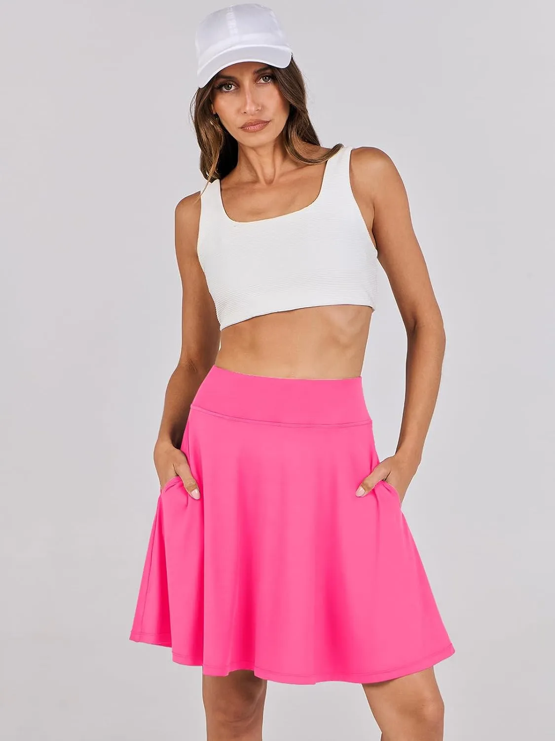 ANRABESS Women Knee Length Tennis Golf Skorts Skirts Summer High Waisted Athletic Skirt Casual Travel Built-in Shorts Clothes