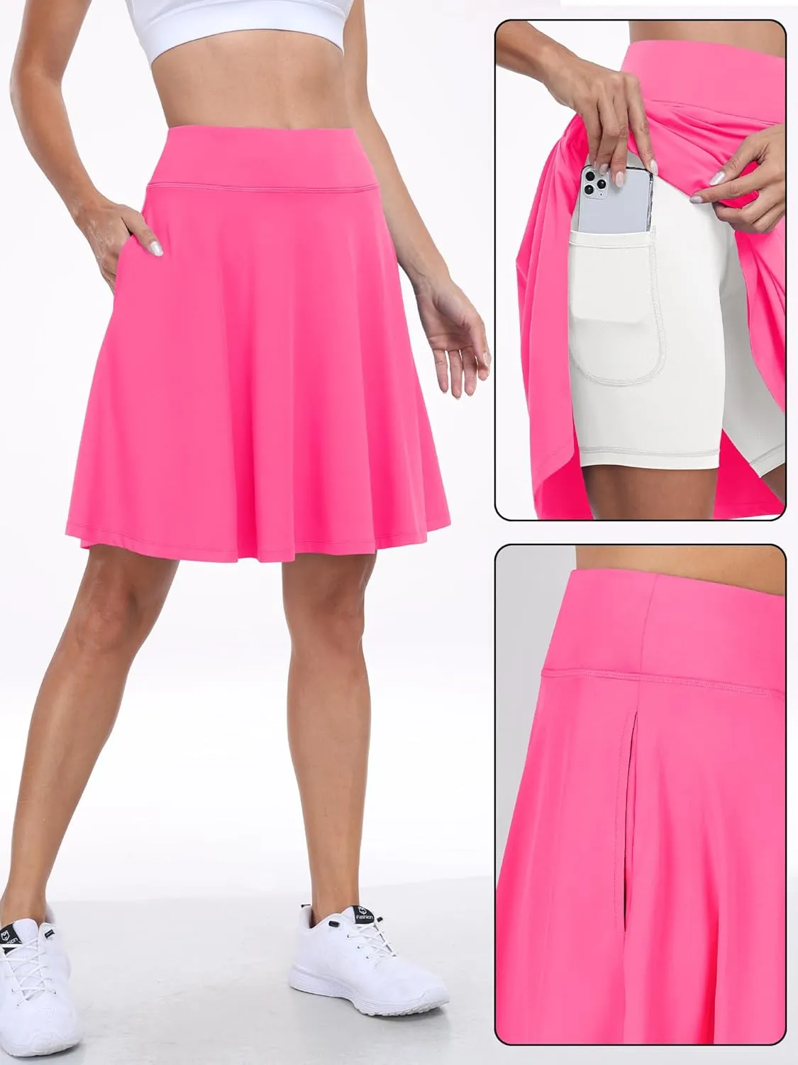 ANRABESS Women Knee Length Tennis Golf Skorts Skirts Summer High Waisted Athletic Skirt Casual Travel Built-in Shorts Clothes