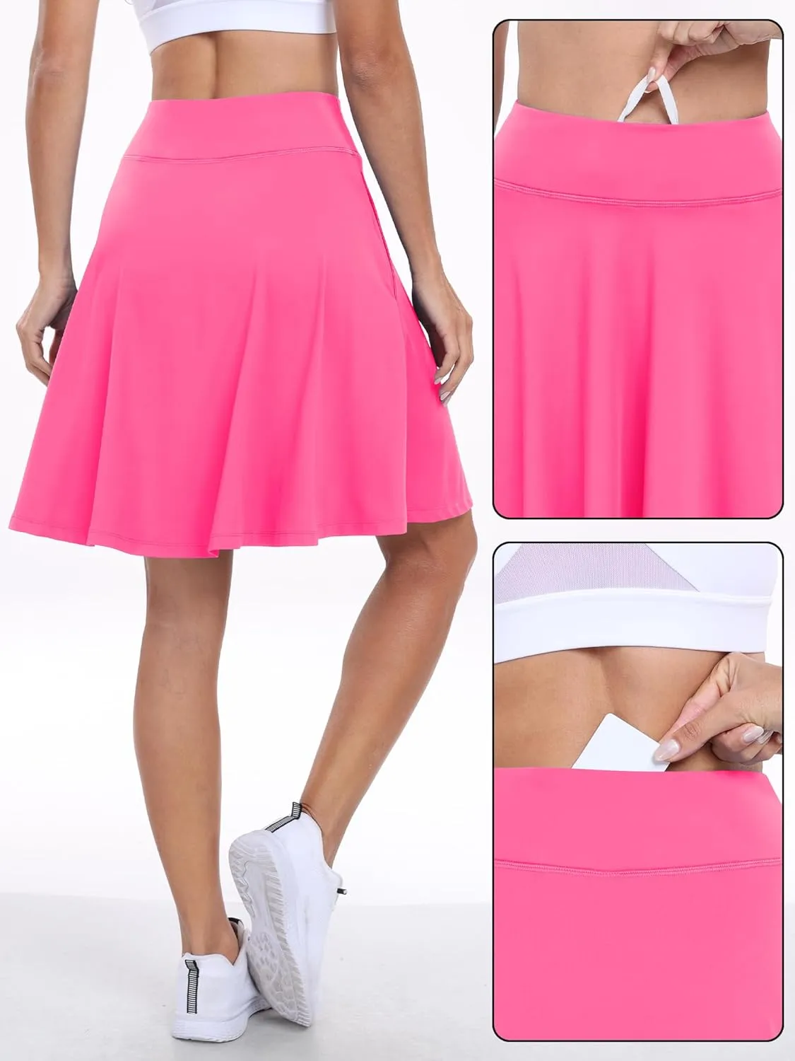 ANRABESS Women Knee Length Tennis Golf Skorts Skirts Summer High Waisted Athletic Skirt Casual Travel Built-in Shorts Clothes