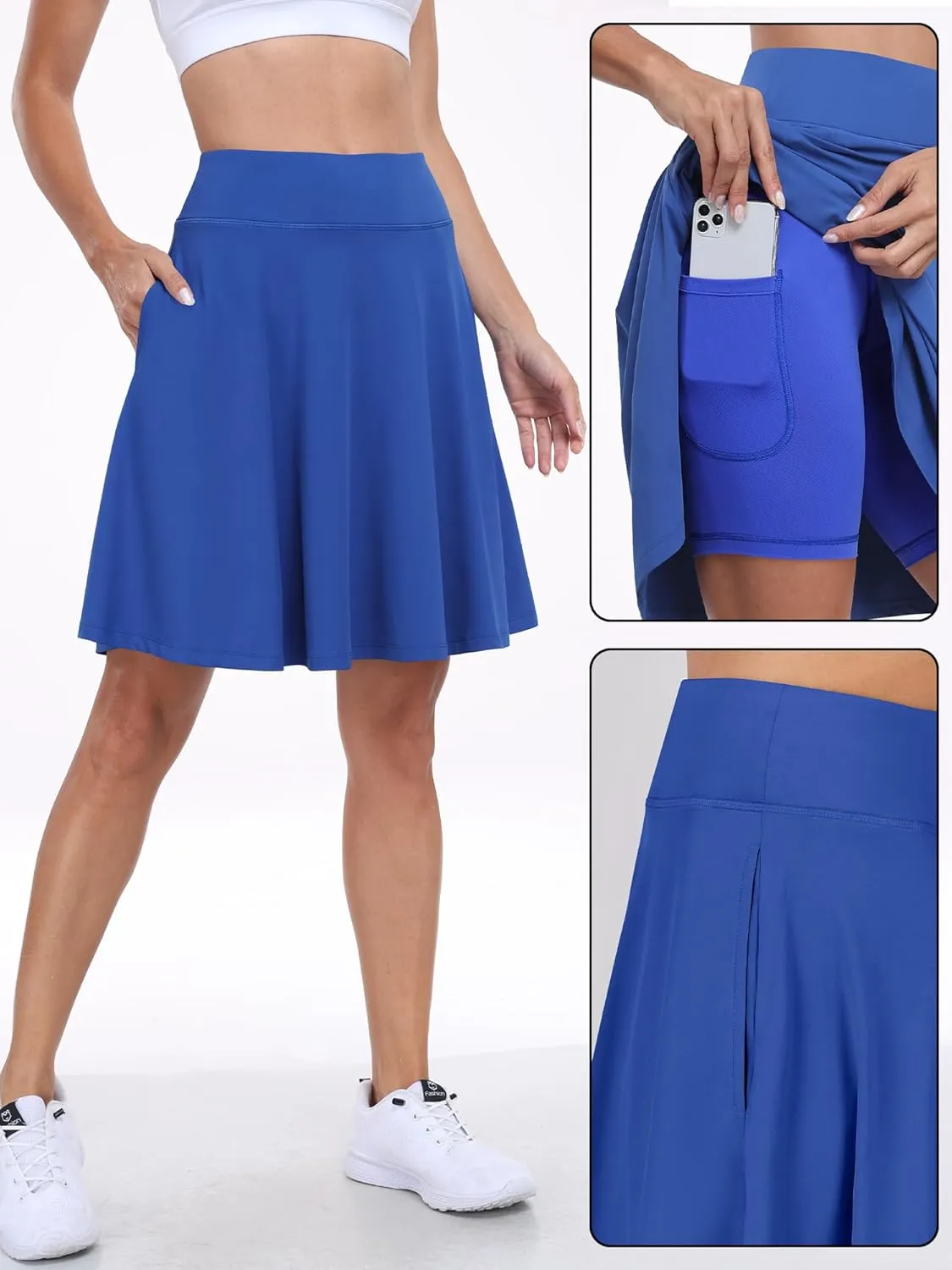 ANRABESS Women Knee Length Tennis Golf Skorts Skirts Summer High Waisted Athletic Skirt Casual Travel Built-in Shorts Clothes