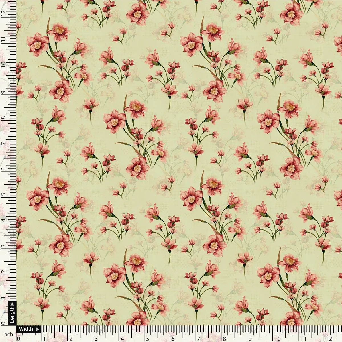 Beautiful Tiny Pink Chintz Digital Printed Fabric - Kota Doria