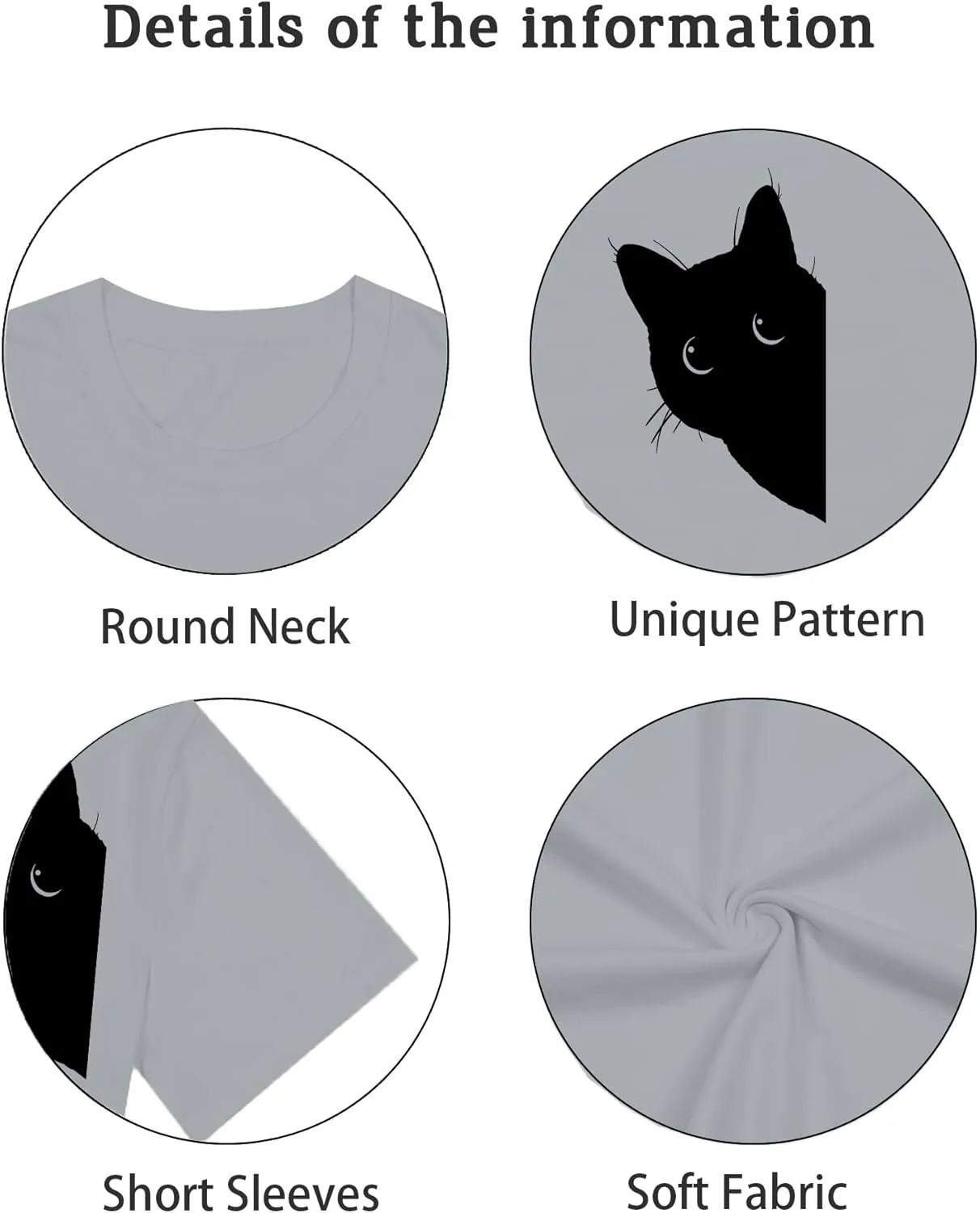 Cat Shirts for Women Black Cats Tshirt Animal Shirt Teen Girl Graphic Tops Casual Short Sleeve Clothes