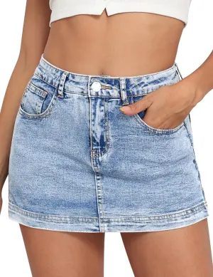 Denim Skort Women Stretch Denims Mini Skirt for Womens High Waist Denim Skirt Women Mini Jean Skirt Fashions Jeans Skort