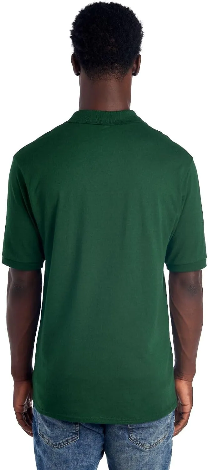 Jerzees Men's Short Sleeve Polo Shirts, Cotton Blend, Two Button Closure, Regular Fit, Sizes S-5x