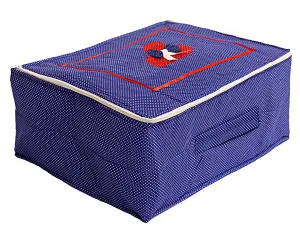 Kuber Industries Dot Printed Cotton Saree Cover, Wardrobe Organizer(Blue)-HS_38_KUBMART20966, Pack of 1