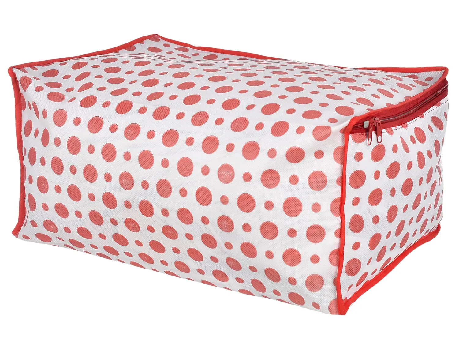 Kuber Industries Dot Printed Non-Woven Saree Cover, Cloth Organizer, Wardrobe Organiser With Tranasparent Window- Pack of 3 (Pink)-46KM0480