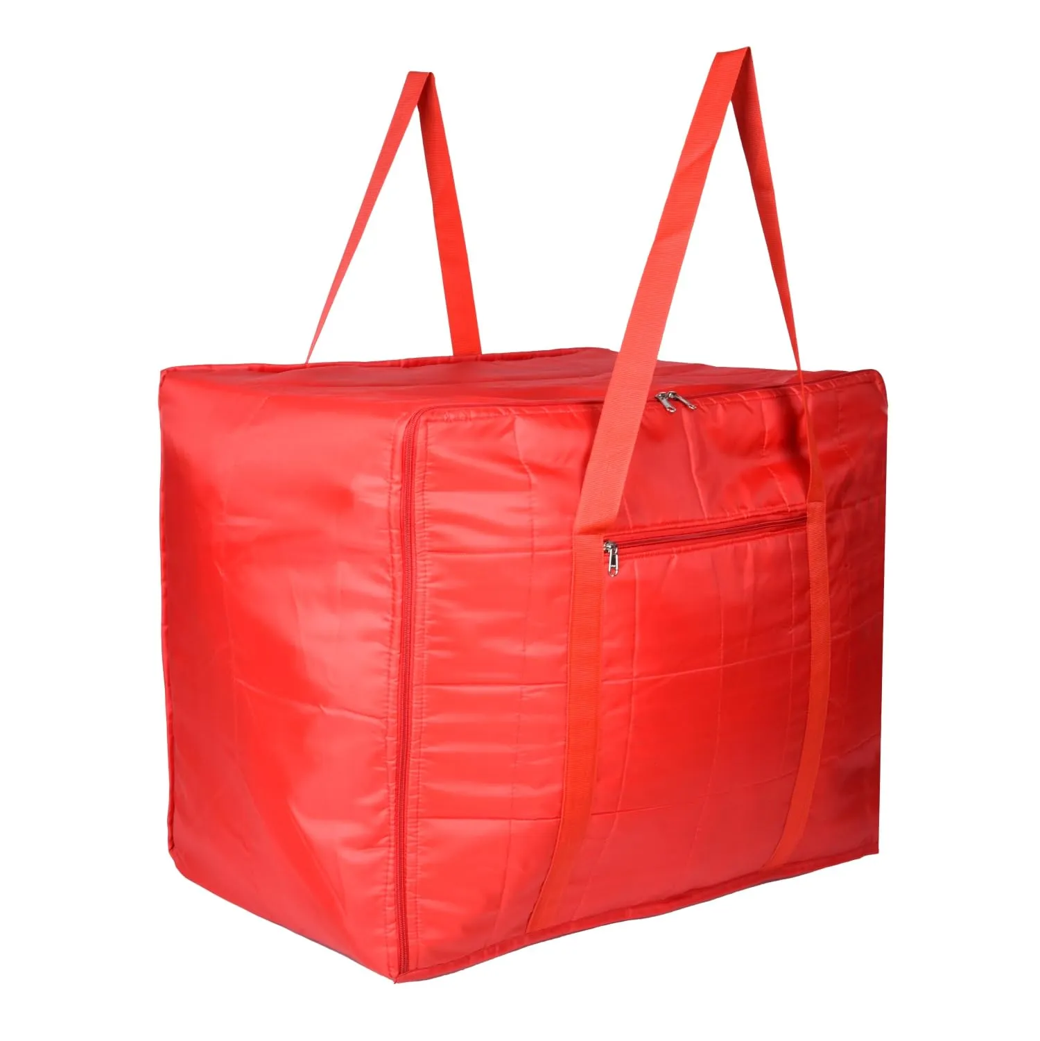 Kuber Industries Storage Attachi Bag | Parachute Travel Storage Bag | Underbed Storage Bag | Storage Organizer for Clothes | Zipper Closure Blanket Bag with Handle | Large | Red