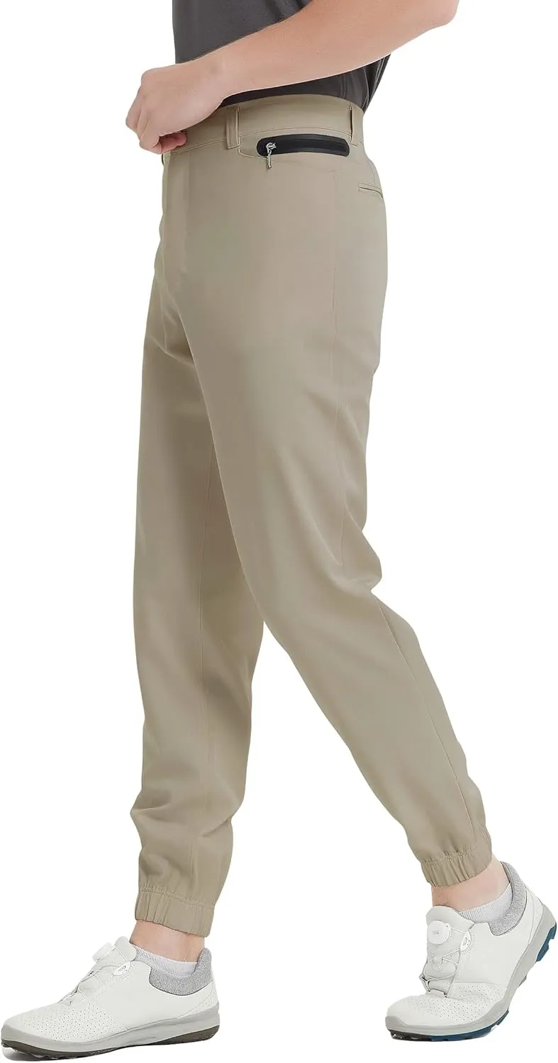 Men's Golf Pants Stretch Joggers Lightweight Slim Fit Casual Tapered Hiking Pants with Zipper Pockets