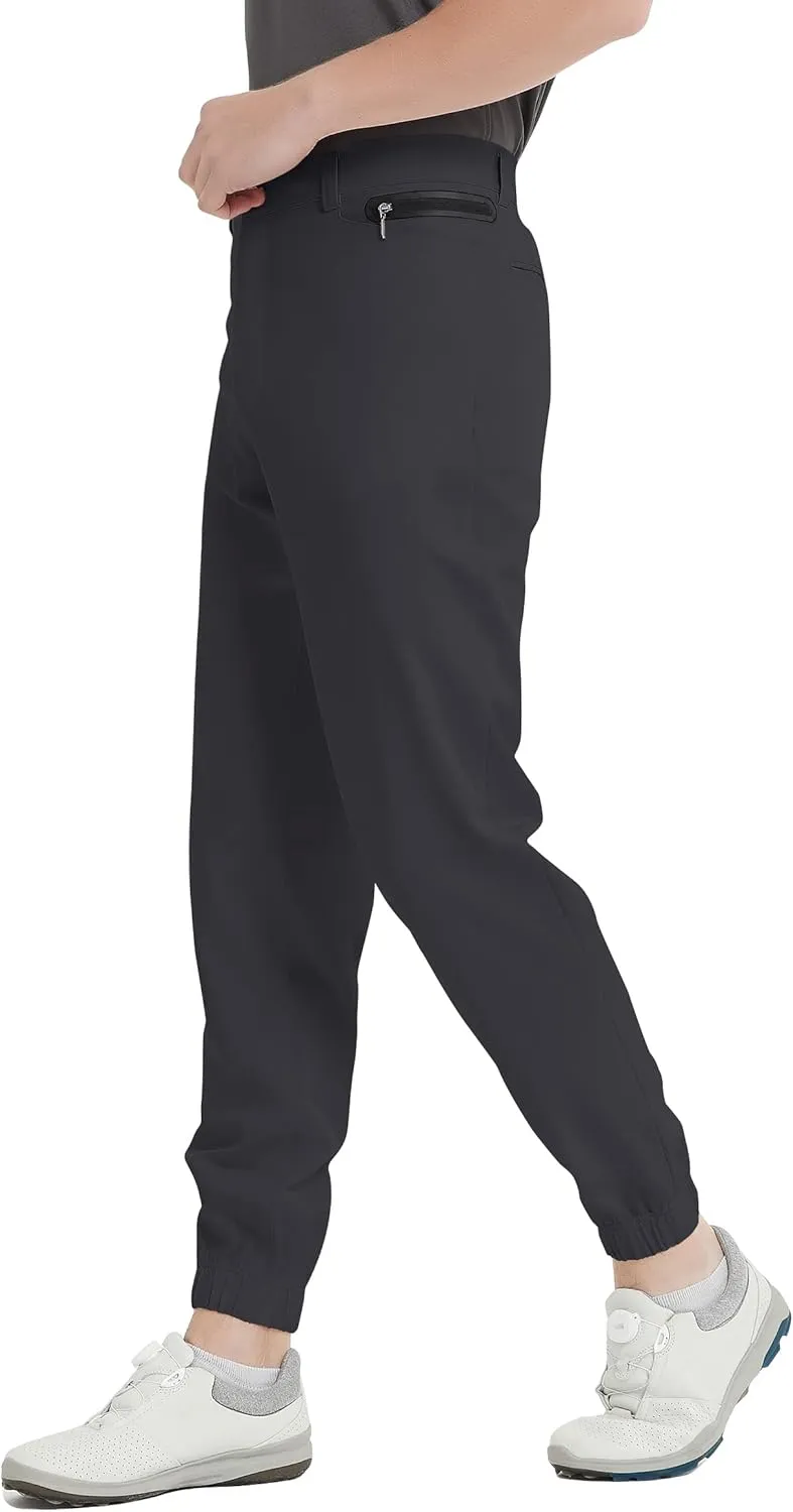Men's Golf Pants Stretch Joggers Lightweight Slim Fit Casual Tapered Hiking Pants with Zipper Pockets