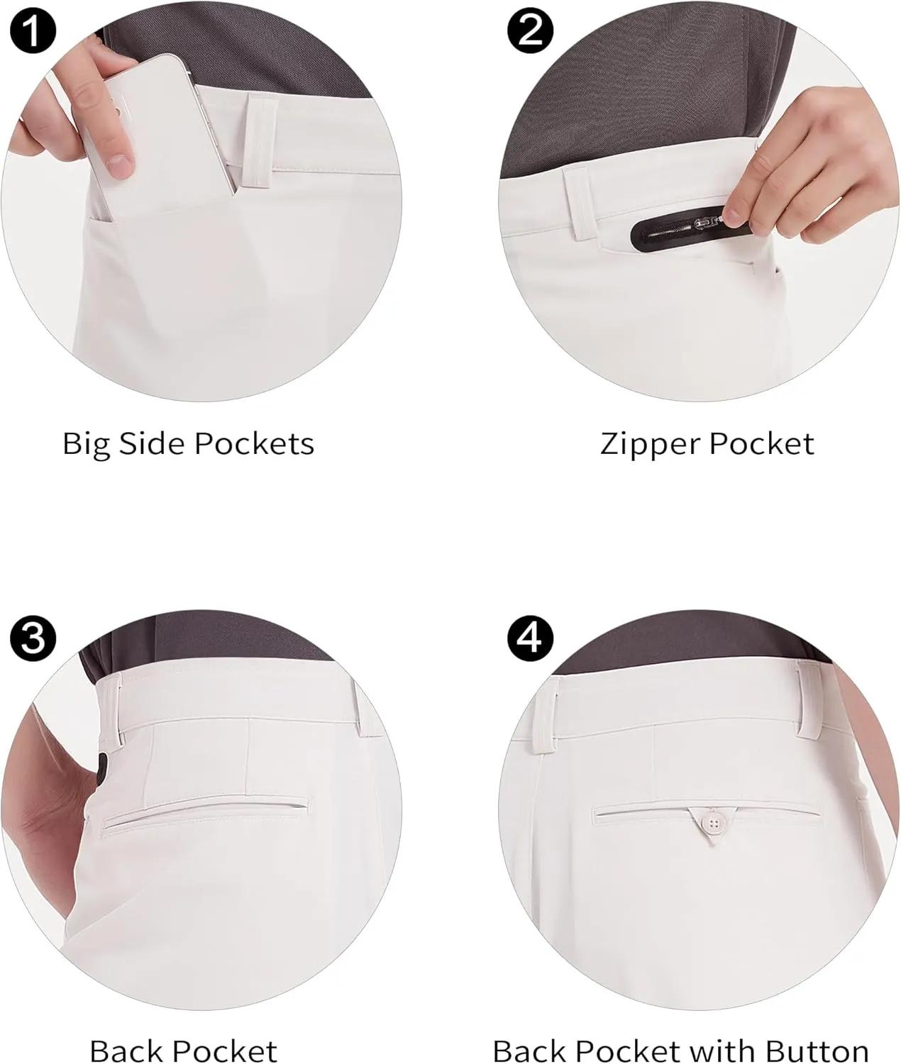 Men's Golf Pants Stretch Joggers Lightweight Slim Fit Casual Tapered Hiking Pants with Zipper Pockets