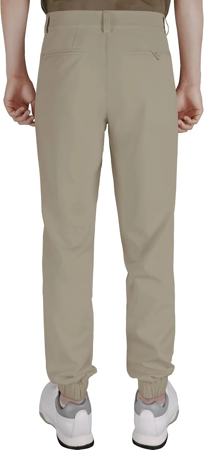 Men's Golf Pants Stretch Joggers Lightweight Slim Fit Casual Tapered Hiking Pants with Zipper Pockets
