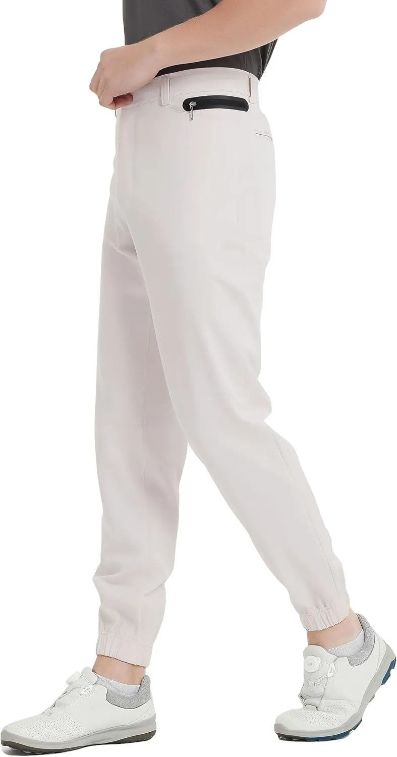 Men's Golf Pants Stretch Joggers Lightweight Slim Fit Casual Tapered Hiking Pants with Zipper Pockets
