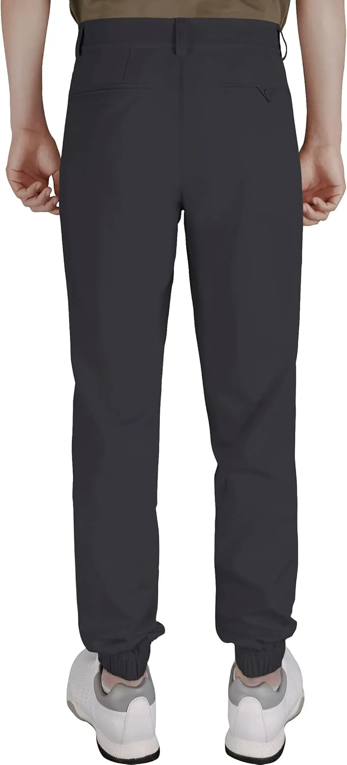Men's Golf Pants Stretch Joggers Lightweight Slim Fit Casual Tapered Hiking Pants with Zipper Pockets