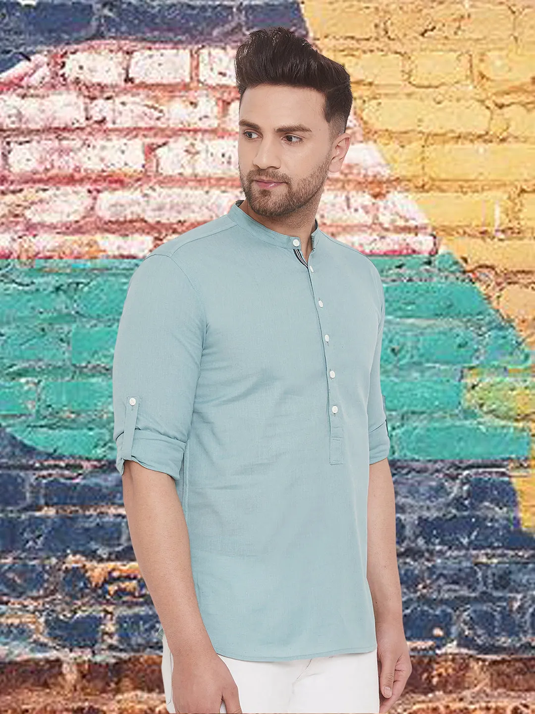 Men's Pure Cotton Green Kurta - Even Apparels