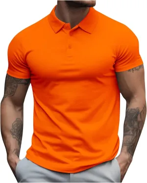 Men's Slim fit Breathable Solid Golf Polo with Pocket Summer Plain Short Sleeve Casual Fashion Shirt
