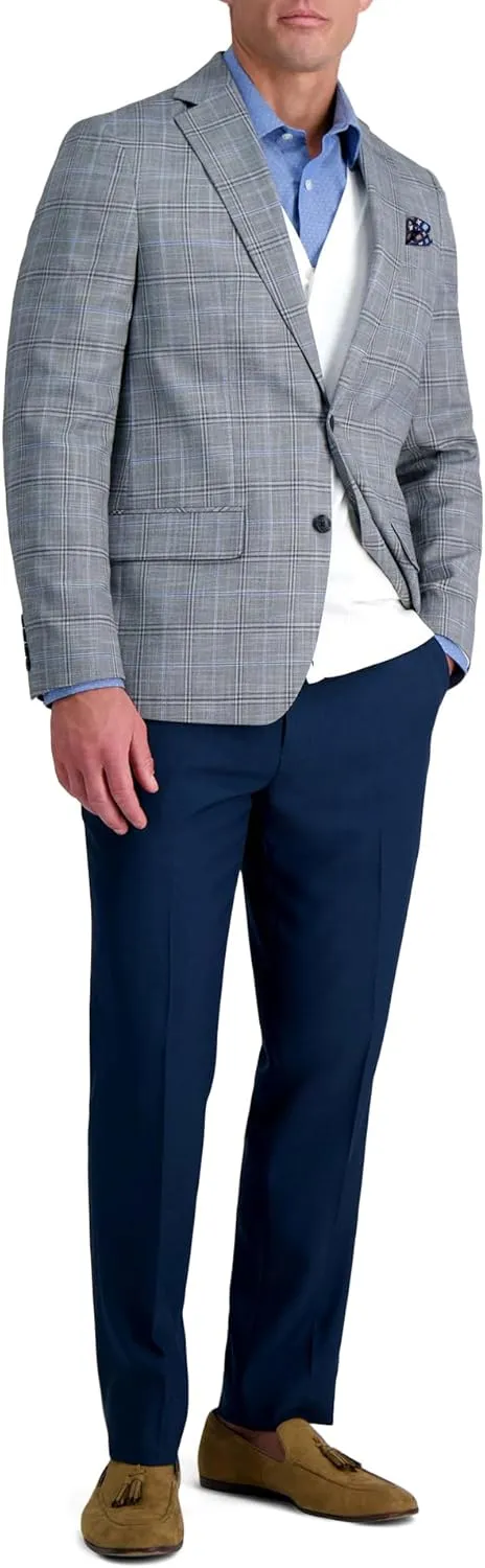Men's Slim Fit Slub Windowpane Sport Coat Blazer