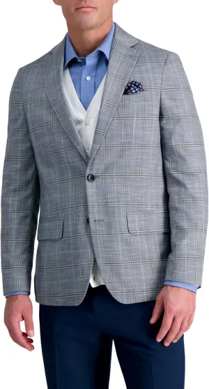 Men's Slim Fit Slub Windowpane Sport Coat Blazer