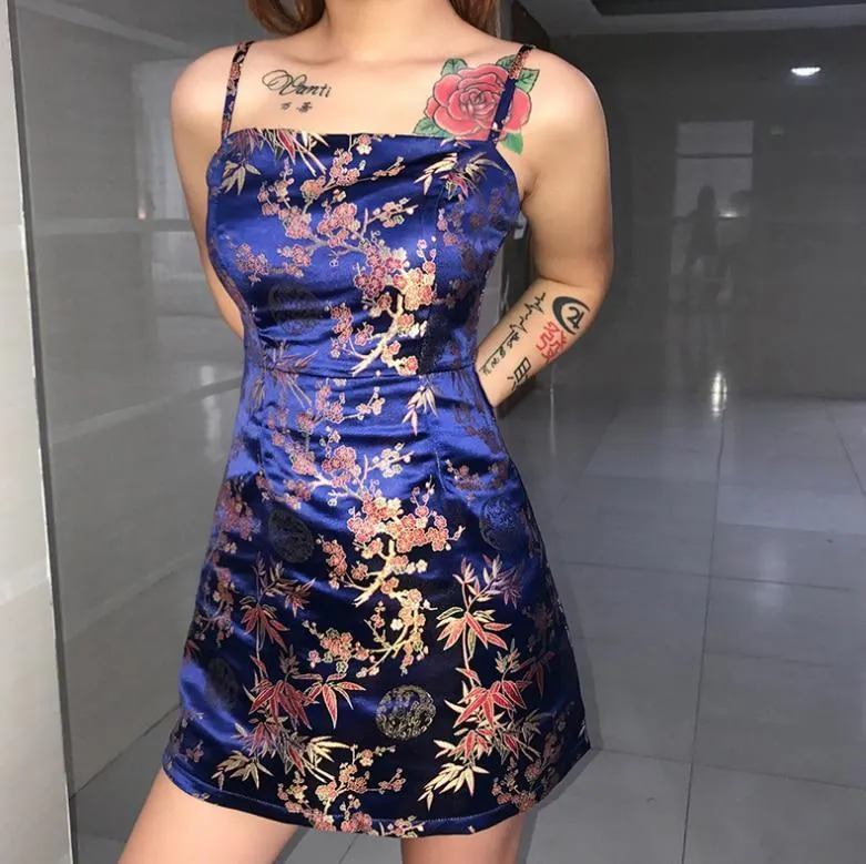 Navy Blue Satin Dress