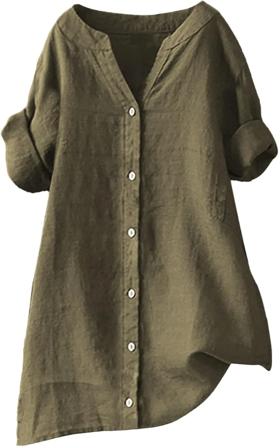 Plus Size Summer Clothes for Women Linen Work Tops Button Down V Neck Boho Clothes Beach Solid Blouses 2025