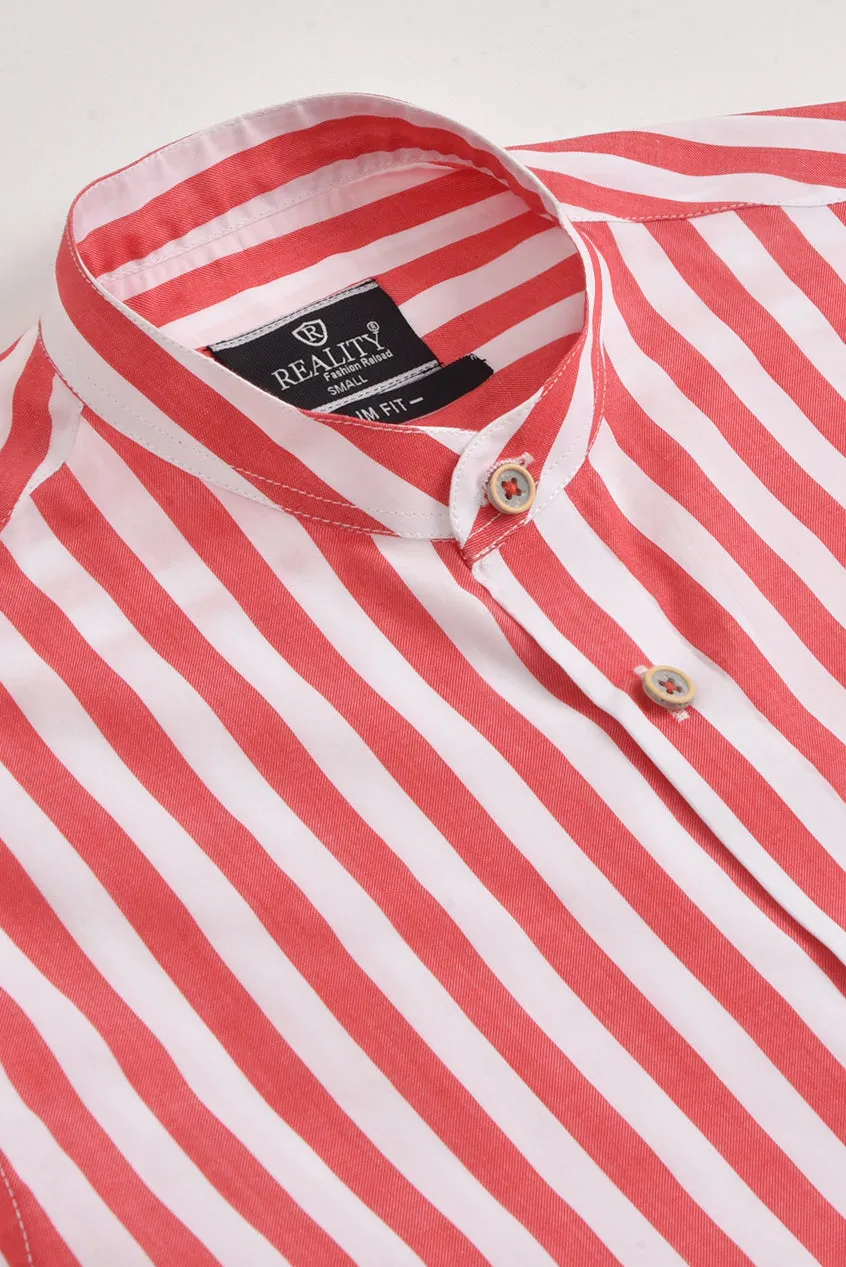 Red Striped Casual Shirt