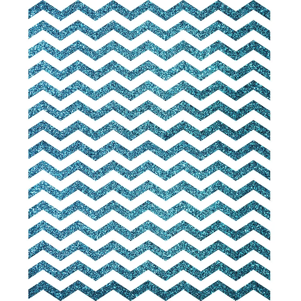 Teal Glitter Chevron Printed Backdrop