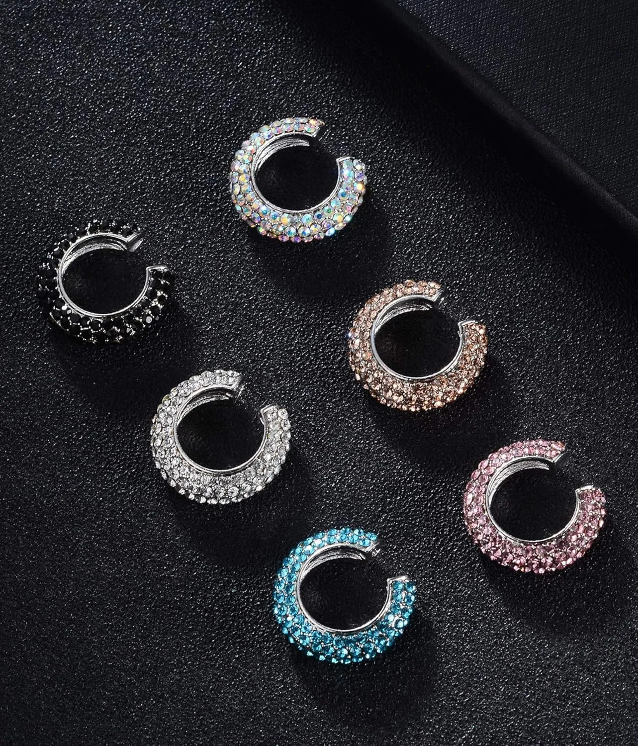 Tornito 6 Pcs Non Pierced CZ Measle Huggie Ear Cuffs Earring for No Piercing Ears Clip Cartilage Earrings for Women Silver Gold Tone