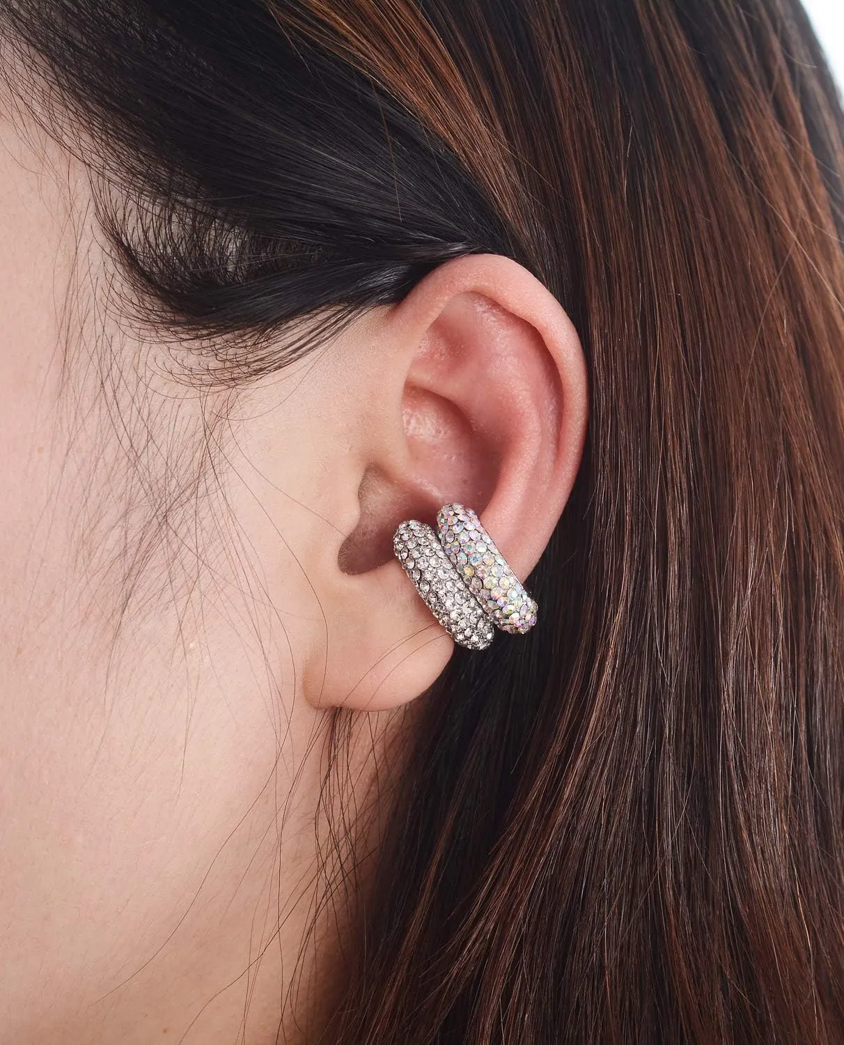 Tornito 6 Pcs Non Pierced CZ Measle Huggie Ear Cuffs Earring for No Piercing Ears Clip Cartilage Earrings for Women Silver Gold Tone