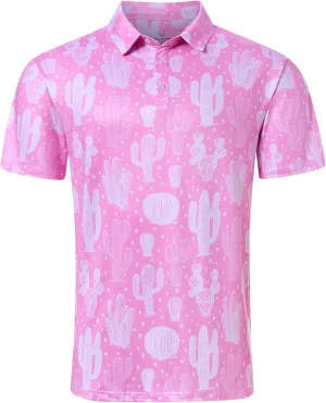 uideazone Mens Polo Shirts Short Sleeve Dry Fit 3D Print Moisture Wicking Funny Golf Shirt