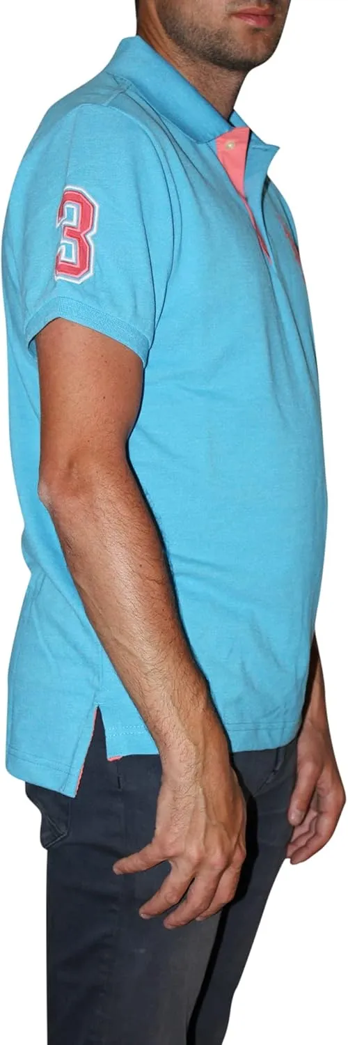 U.S. Polo Assn. Men's Short-Sleeve Polo Shirt with Applique, Casual Summer Slim Fit Polo Shirt with Contrast Color