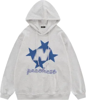 Vamtac Star Embroidered Graphic Hoodie Y2k Oversize Vintage Long Sleeve Pullover 2025 Streetwear Outfits