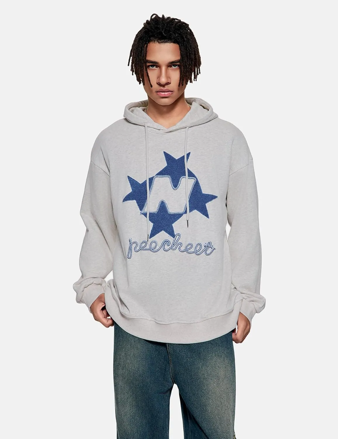 Vamtac Star Embroidered Graphic Hoodie Y2k Oversize Vintage Long Sleeve Pullover 2025 Streetwear Outfits