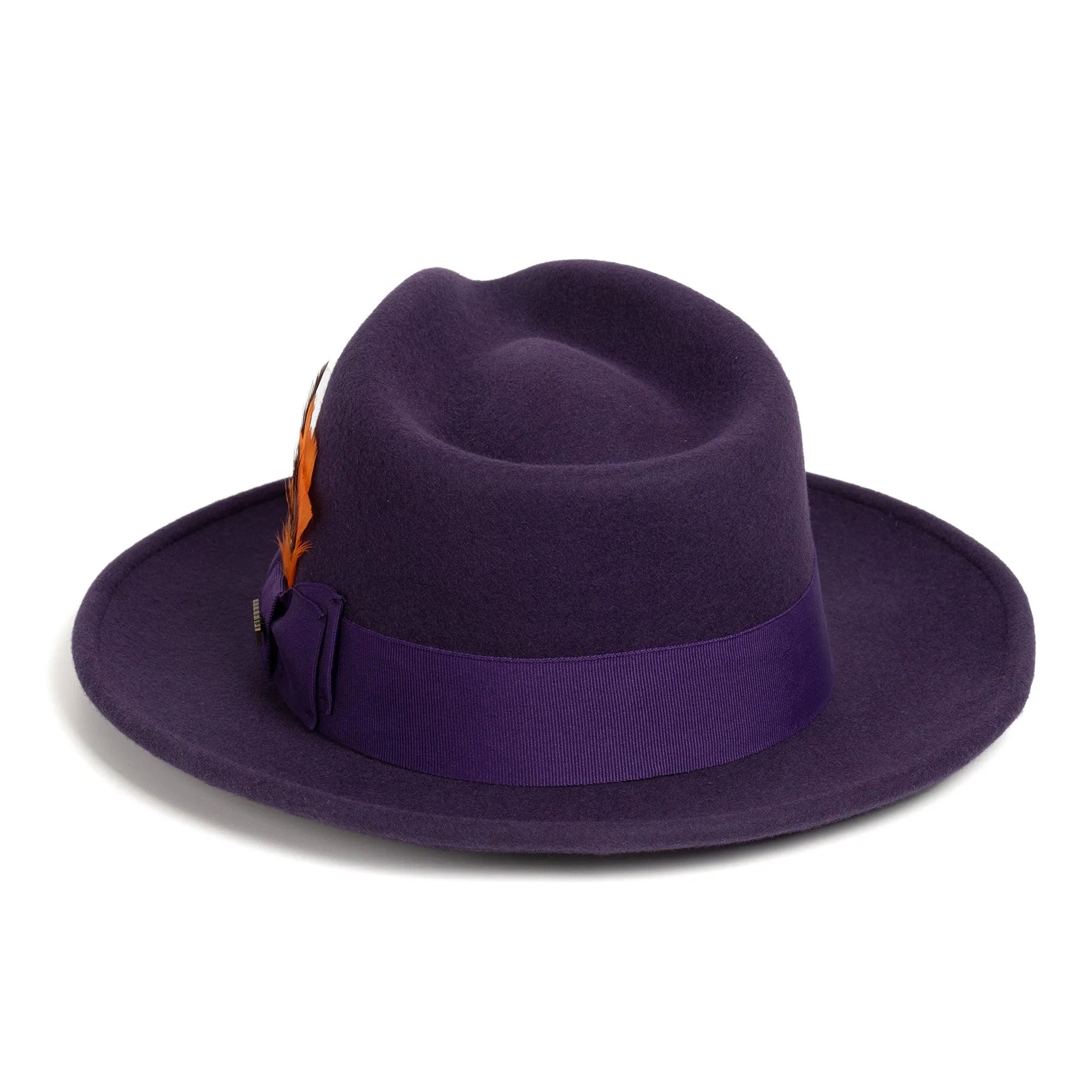 Vintage Crushable Wool Fedora Hat-Black / Gold