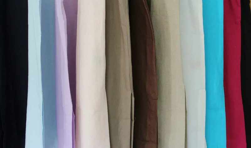 Womens Linen ¾ Cut-off Pants with Drawstring