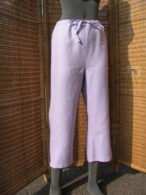 Womens Linen ¾ Cut-off Pants with Drawstring