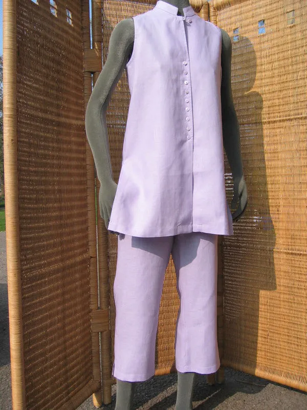 Womens Linen ¾ Cut-off Pants with Drawstring