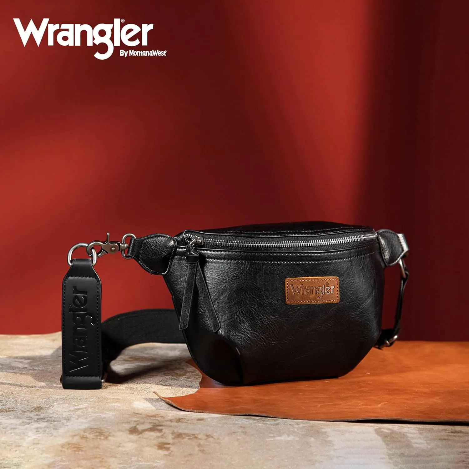Wrangler Large Fanny Packs for Women Waist Bag Travel Belt Bags Crossbody Sling Purse Black AR-WG82-194BK