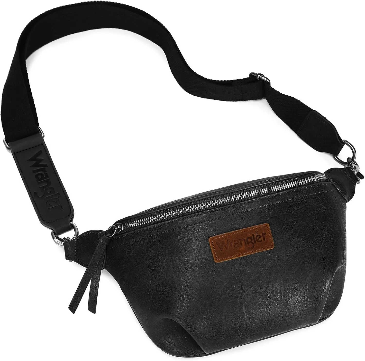 Wrangler Large Fanny Packs for Women Waist Bag Travel Belt Bags Crossbody Sling Purse Black AR-WG82-194BK
