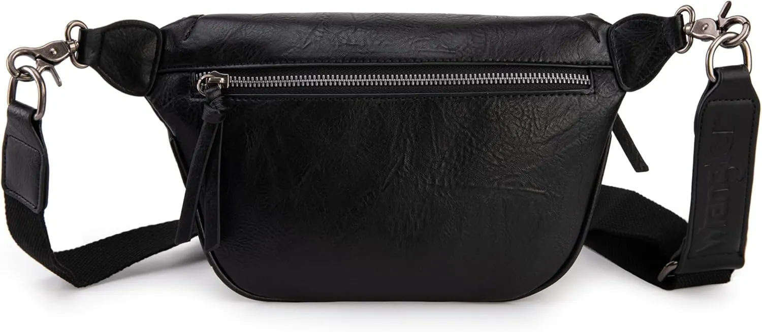 Wrangler Large Fanny Packs for Women Waist Bag Travel Belt Bags Crossbody Sling Purse Black AR-WG82-194BK